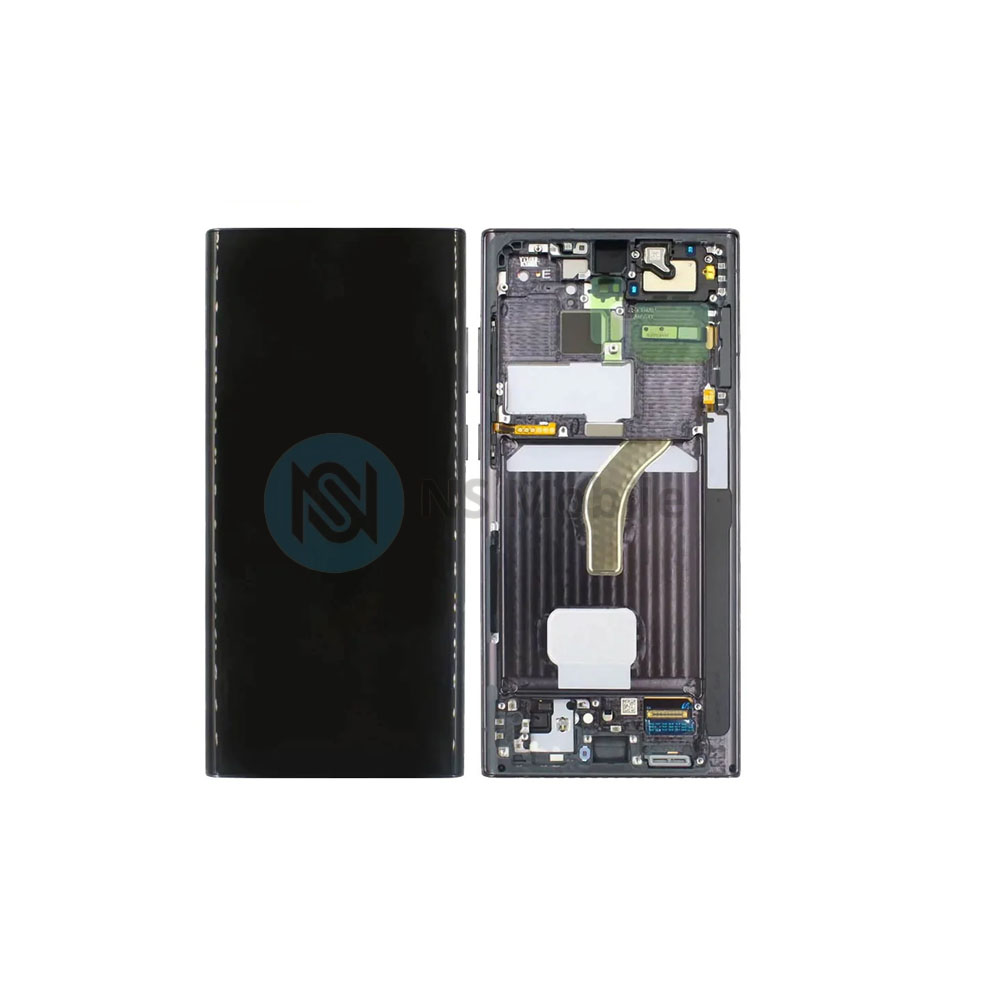 Ecran complet Samsung S22 Ultra ( SM-S908 ) Noir Service Pack avec chassis