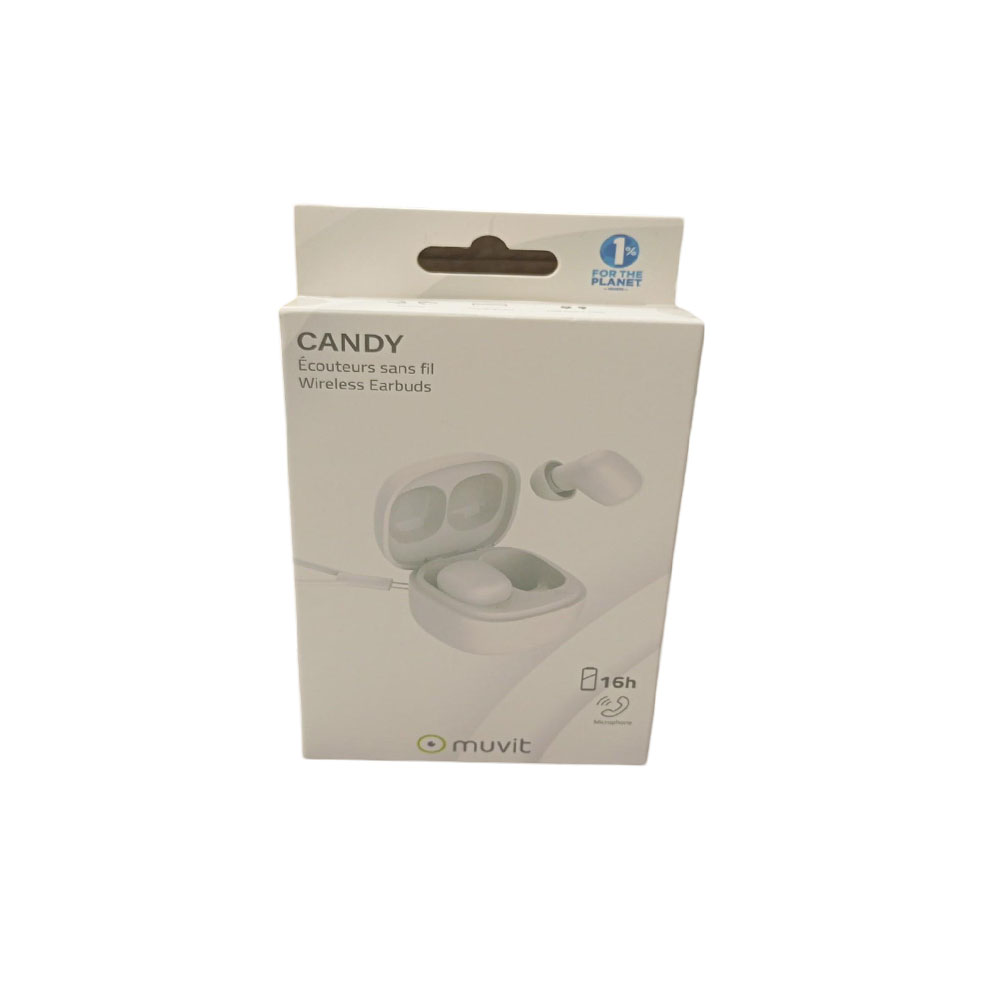 Ecouteurs sans fil Bluetooth muvit candy avec boîtier de charge 16h