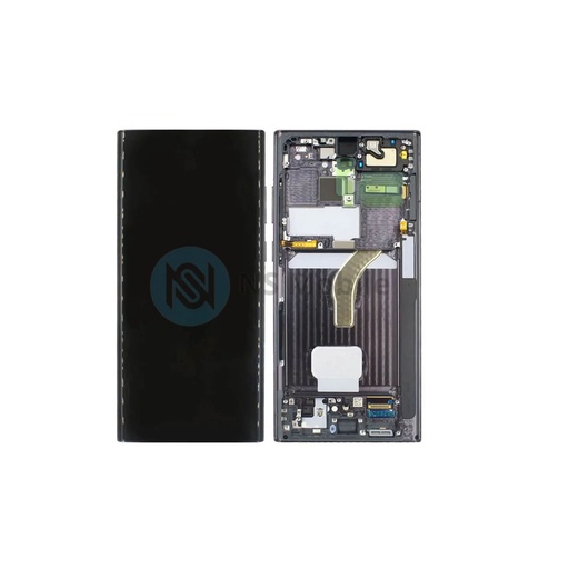 Ecran complet Samsung S22 Ultra ( SM-S908 ) Noir Service Pack avec chassis